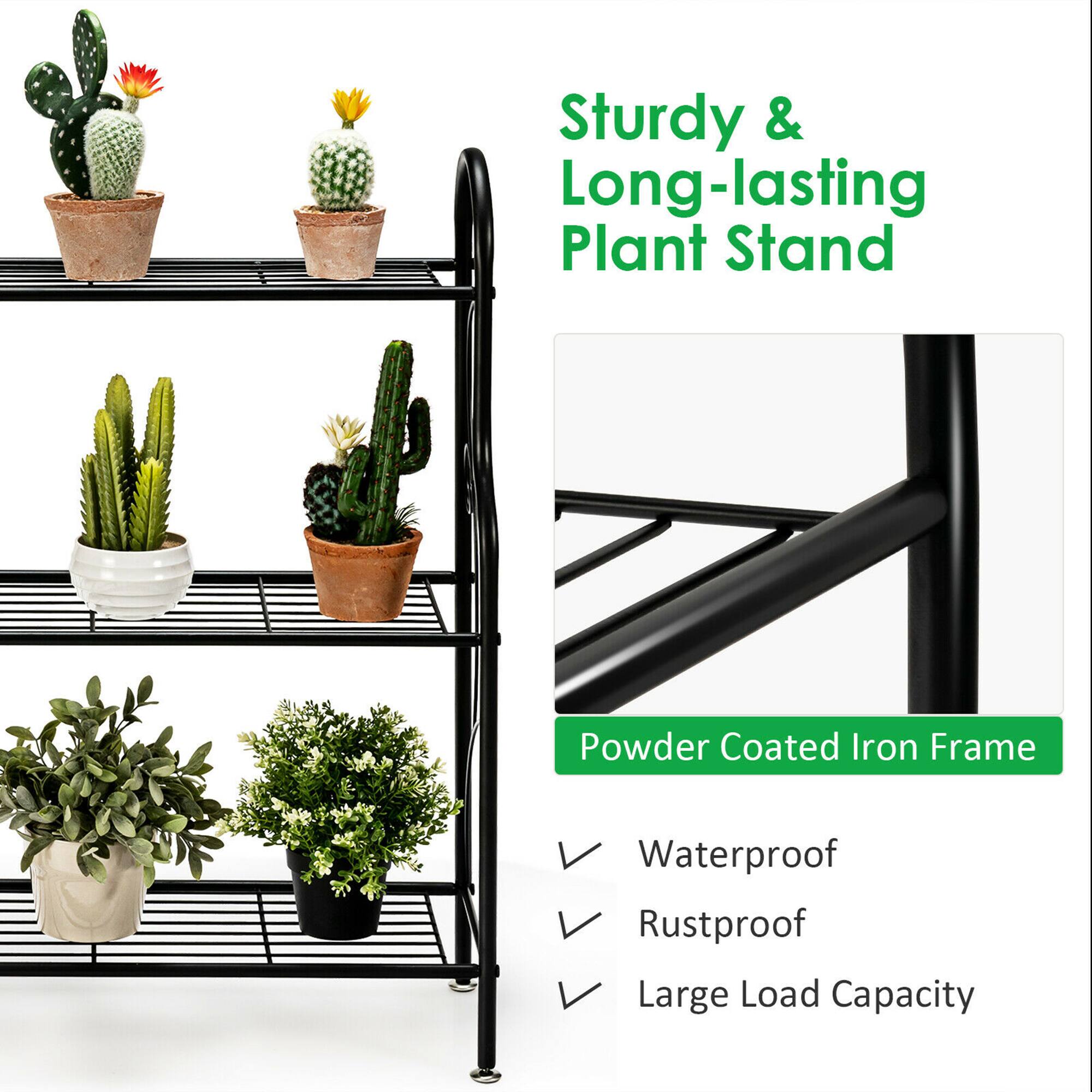 Sturdy & Long-lasting Plant Stand  
Powder Coated Iron Frame  
Waterproof  
Rustproof  
Large Load Capacity