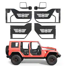 Front. VEVOR - Jeep Tube Doors, 4-Door, Compatible with 2018-2026 Jeep Wrangler JL JLU & Gladiator JT 4XE, Steel Off Road Front - Black.