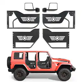 VEVOR - Jeep Tube Doors, 4-Door, Compatible with 2018-2026 Jeep Wrangler JL JLU & Gladiator JT 4XE, Steel Off Road Front - Black
