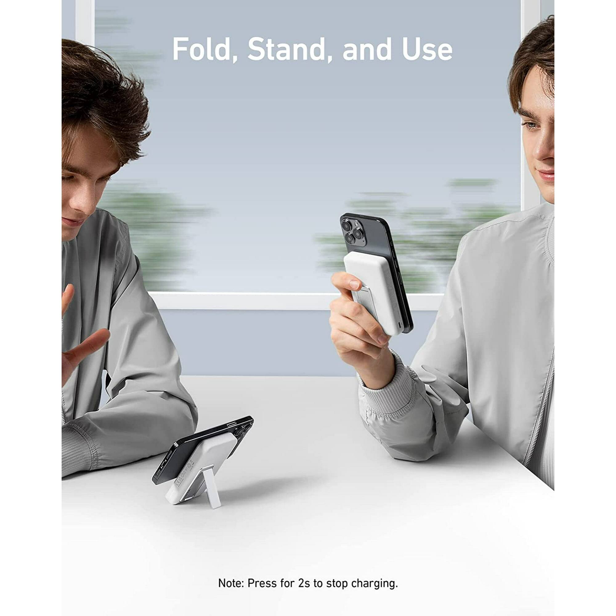 Fold, Stand, and Use

Note: Press for 2s to stop charging.