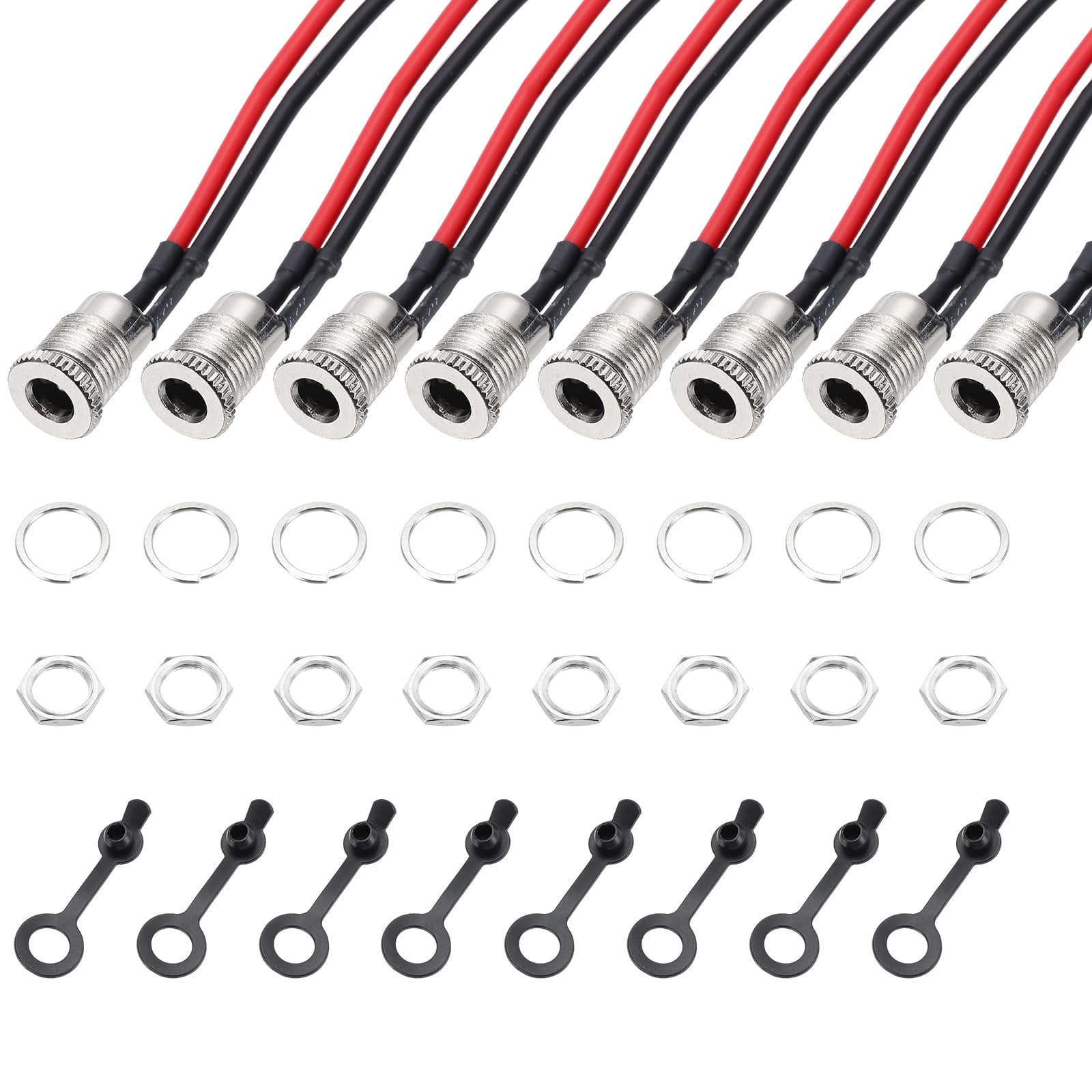 Unique Bargains - 8pcs DC-099 5.5x2.1mm 30V 10A 2Pin Panel Mount DC Jack with Waterproof Cap & Wires, 200mm - Silver price history on PriceWatchPro