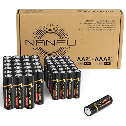SET
Performance Alkaline Batteries
Leistungsstarke Alkaline-Batterien
Piles alcalines Performance
Pilas alcalinas Performance
Batterie alcaline ad alte prestazioni
NANFU
NO MERCURY ALKALINE
NANFU
NO MERCURY ALKALINE
NANFU
NO MERCURY ALKALINE
NANFU
NO MERCURY ALKALINE
NANFU
NO MERCURY ALKALINE
NANFU
NO MERCURY ALKALINE
NANFU
1 1 N6 MERCUST NANFU ALKALINE
NG MERCURY ALKALINE
NANFL
AA 24 + AAA 24 MEROUGH
LR6 1.5V LR03 1.5V ALKALINE NANFU NANFU MERCURY ALKAUNE NO