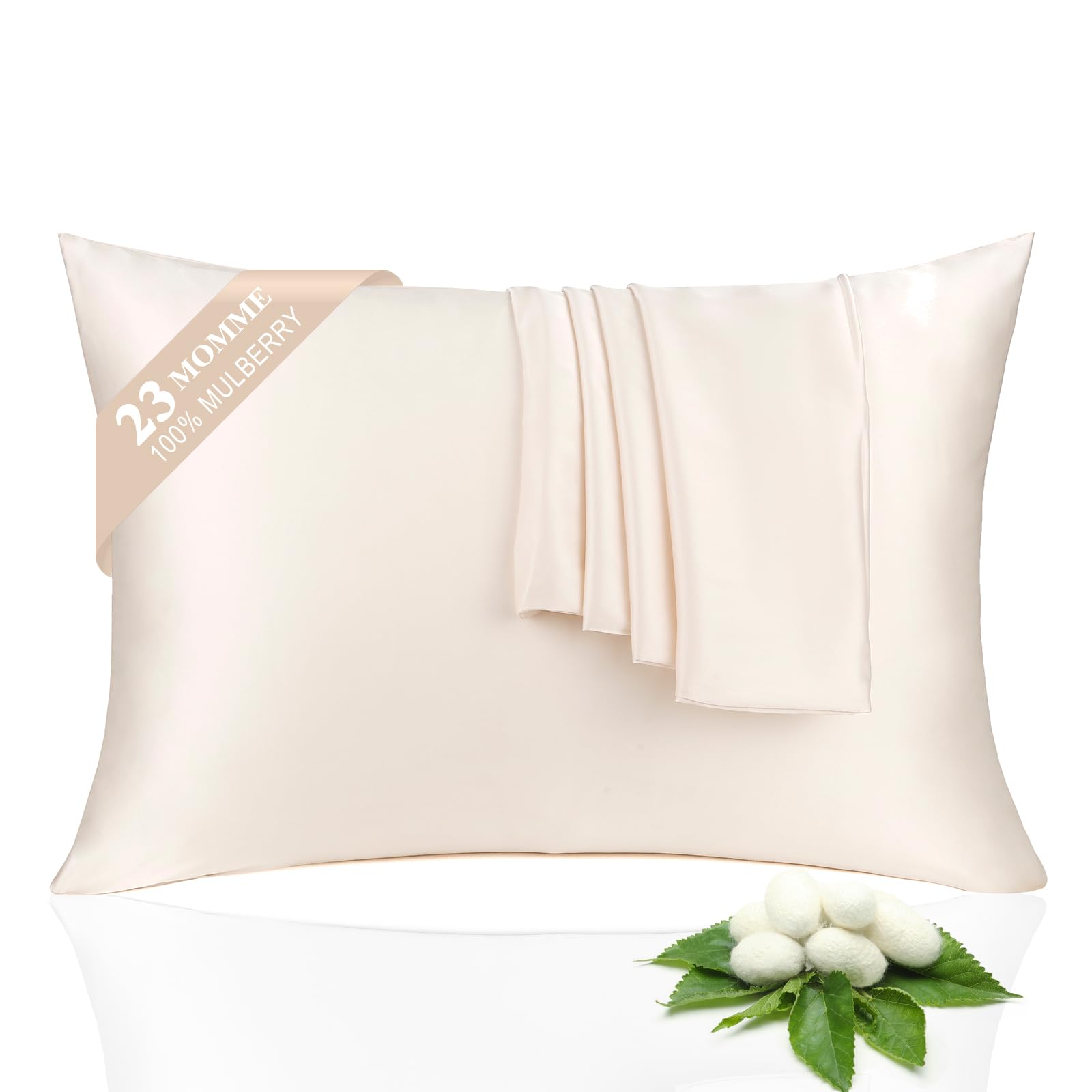 MAGICAL RUBS - Silk Pillowcase 2 Pack For Hair And Skin Both Sides 23 Momme Grade 6a+ Mulberry Pillowcases With Zipper Soft&smooth - Beige King 20×36