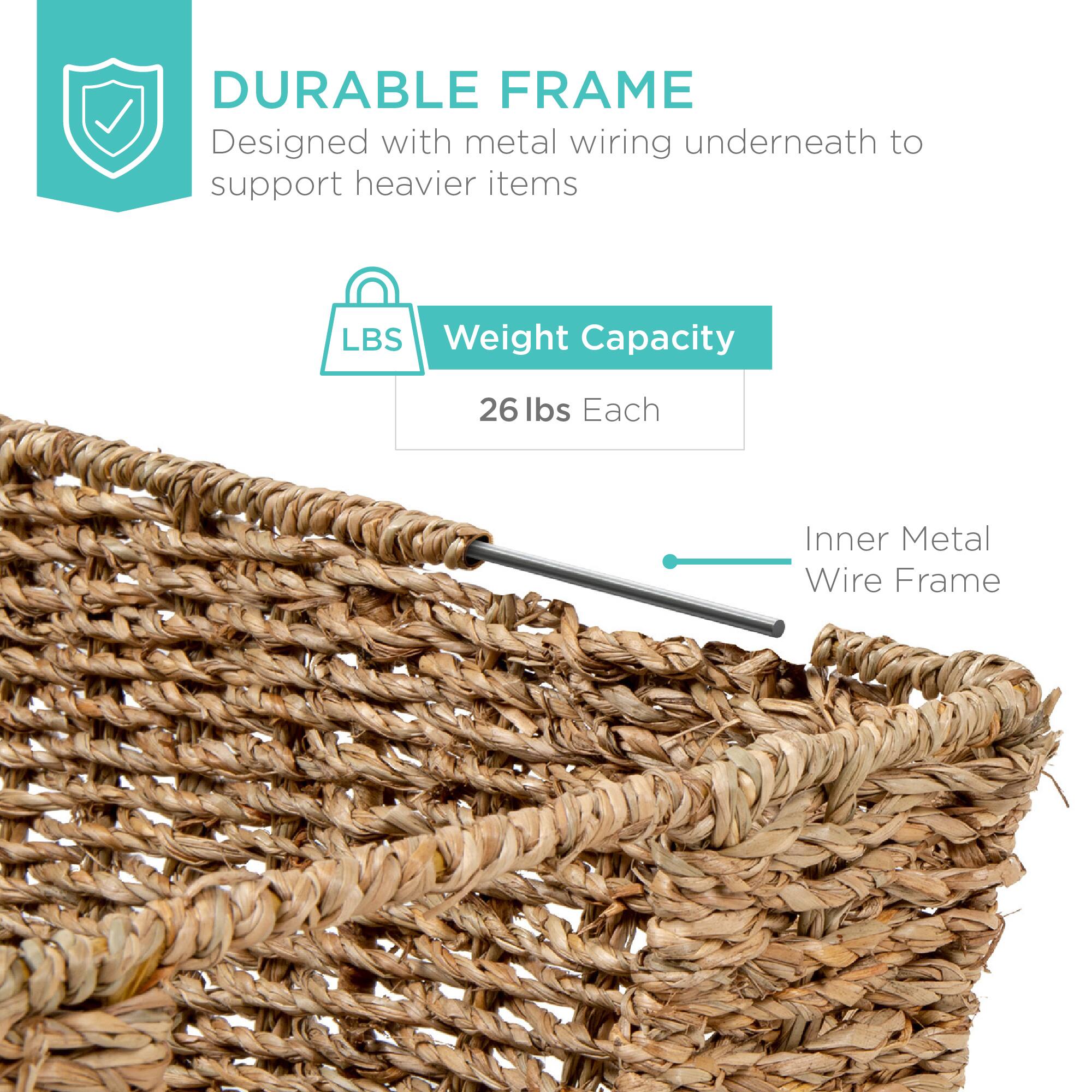 DURABLE FRAME  
Designed with metal wiring underneath to support heavier items  

Weight Capacity  
26 lbs Each  

Inner Metal Wire Frame