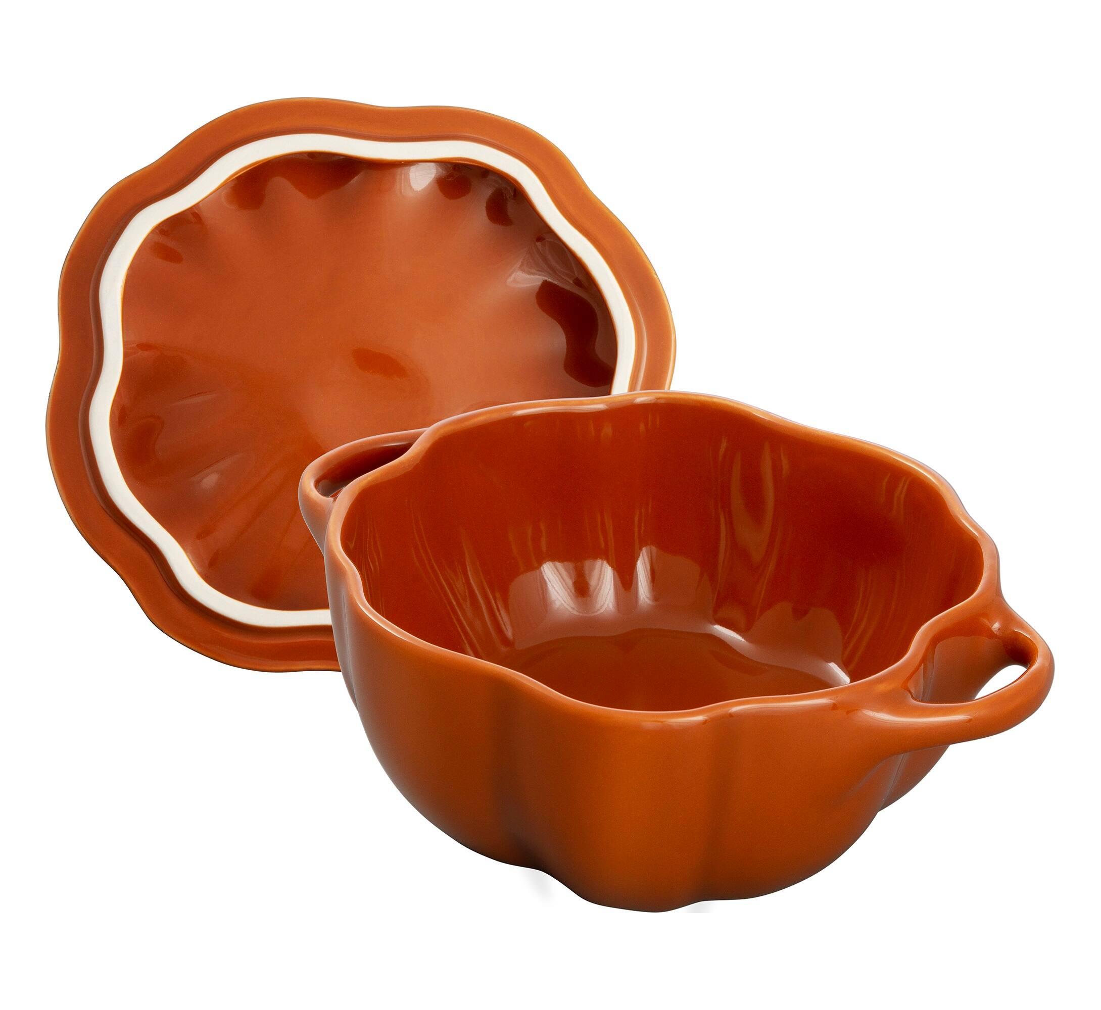 Alt View 1. Staub - Staub Ceramic 24-oz Pumpkin Cocotte - Burnt Orange - Burnt Orange.