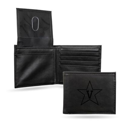 Front. Rico Industries - Vanderbilt Commodores Laser Engraved Black Billfold Wallet - Multi.