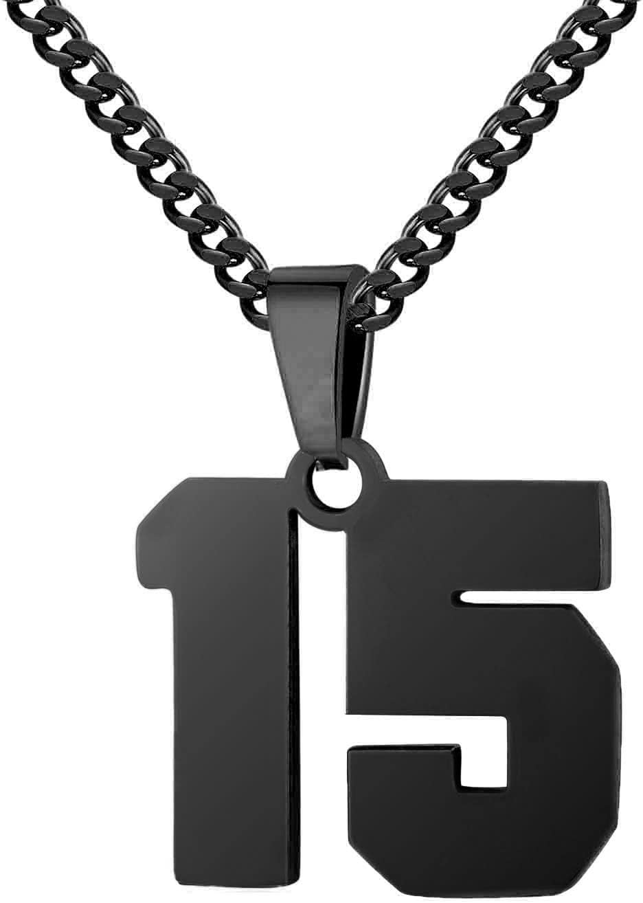 Live At Space Athletes Jersey Number Necklace for Men Stainless Steel ...