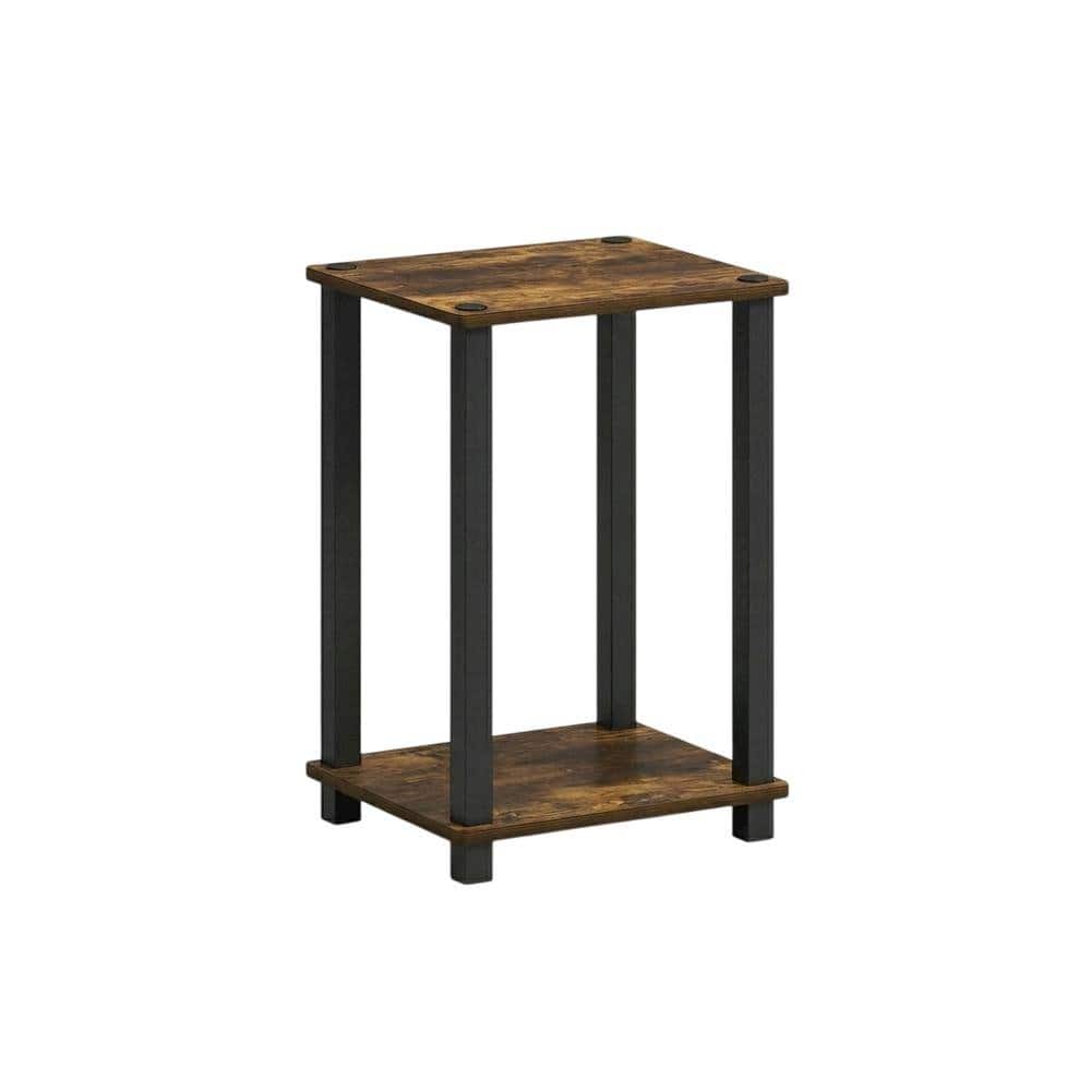 FurniFact - Engineered Wood nightstand in amber pine finish with sleek black accents - Amber Pine/Black