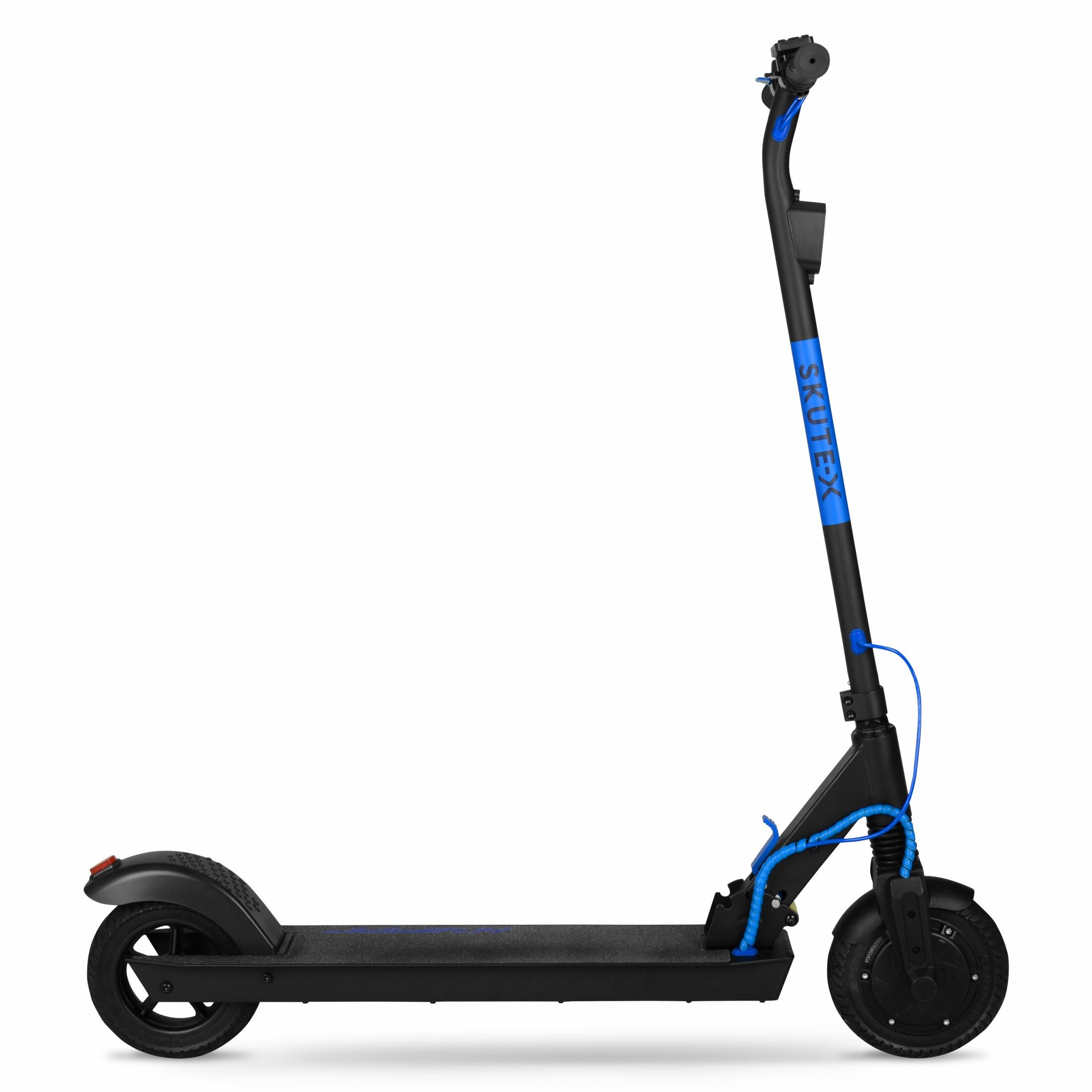 Angle. Hyper - SKUTE X Adult & Teen Foldable Lithium Electric Scooter - 15MPH Speed - 12 Mile Range - Throttle -UL APPROVED & CERTIFIED - Black/Blue.