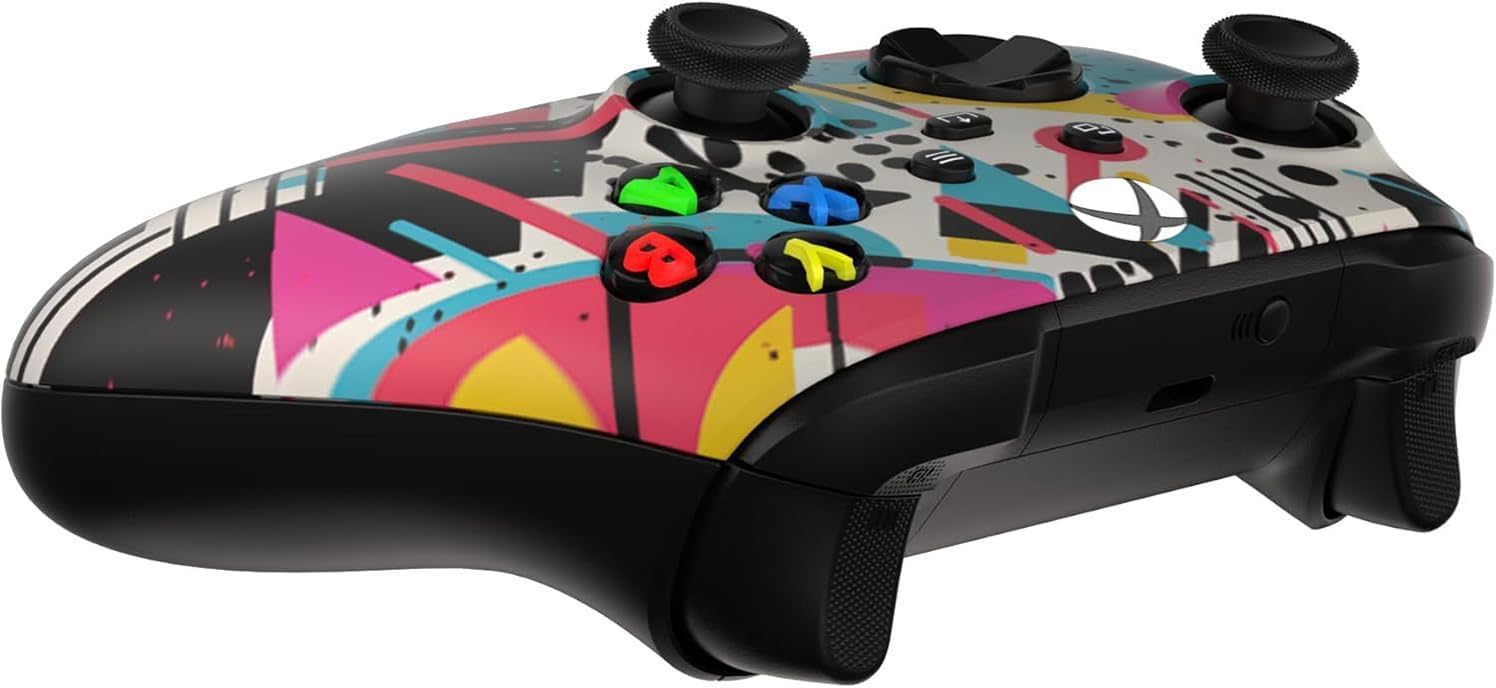Back. Custom Controllerzz - Custom Wireless Controller for Xbox Series X|S, Xbox One, & PC - Retro Abstract.