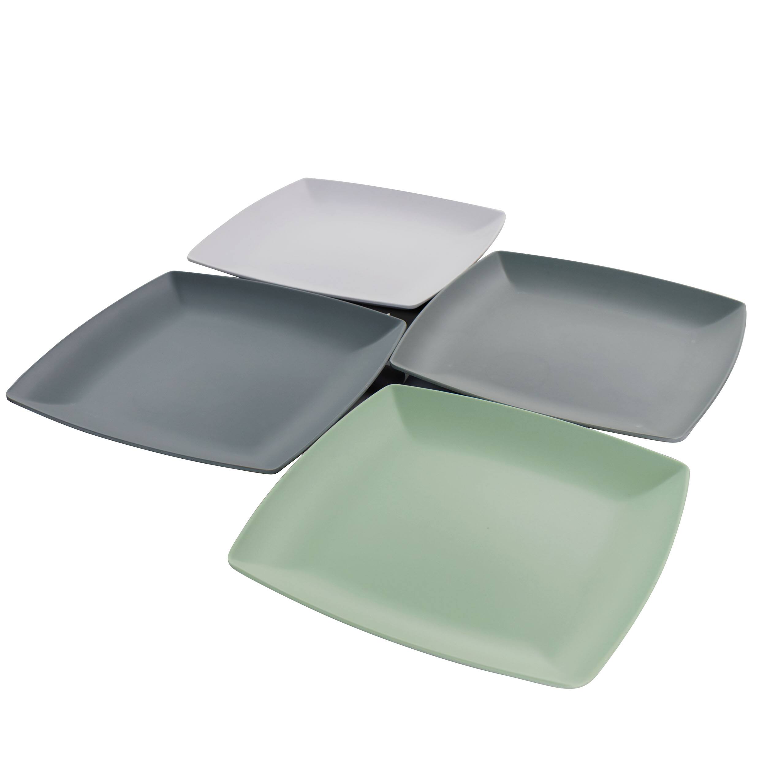 Alt View 2. Gibson - Gibson Home Grayson 4 Piece 8.5 Inch Square Melamine Dessert Plate Set in Assorted Colors - Assorted.