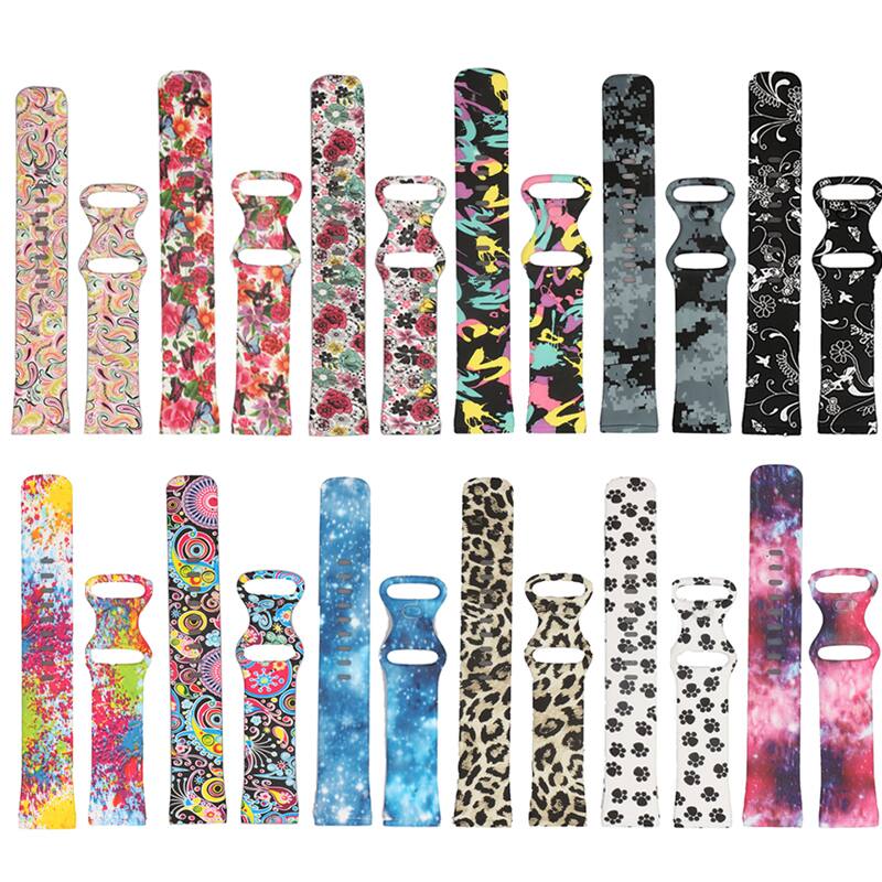 Left. StrapsCo - Graphic Active Band Silicone Rubber Watch Strap For Fitbit Sense 2 (Medium-Long) - Abstract Art.