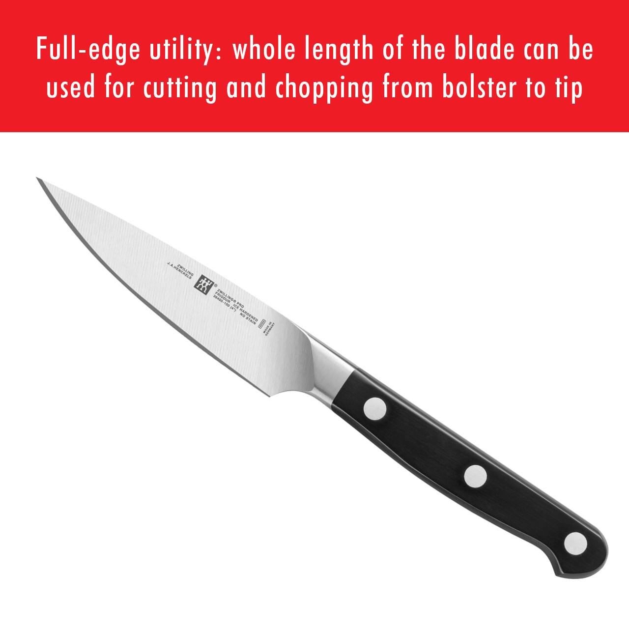 Full-edge utility: whole length of the blade can be used for cutting and chopping from bolster to tip
