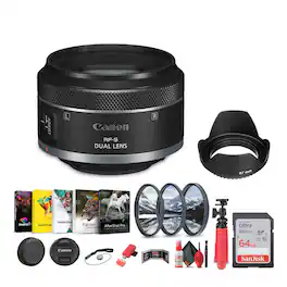 Canon - RF-S 7.8mm f/4 STM Dual Lens (Canon RF) + Sling Backpack + More - Black