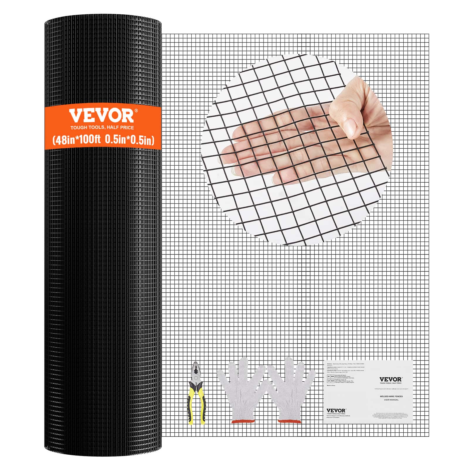 VEVOR - Hardware Cloth, 48'' x 100' Galvanized Wire Mesh Roll, 19 Gauge Chicken Wire Fence Roll, Vinyl Coating Metal Wire Mesh - Black price history on PriceWatchPro