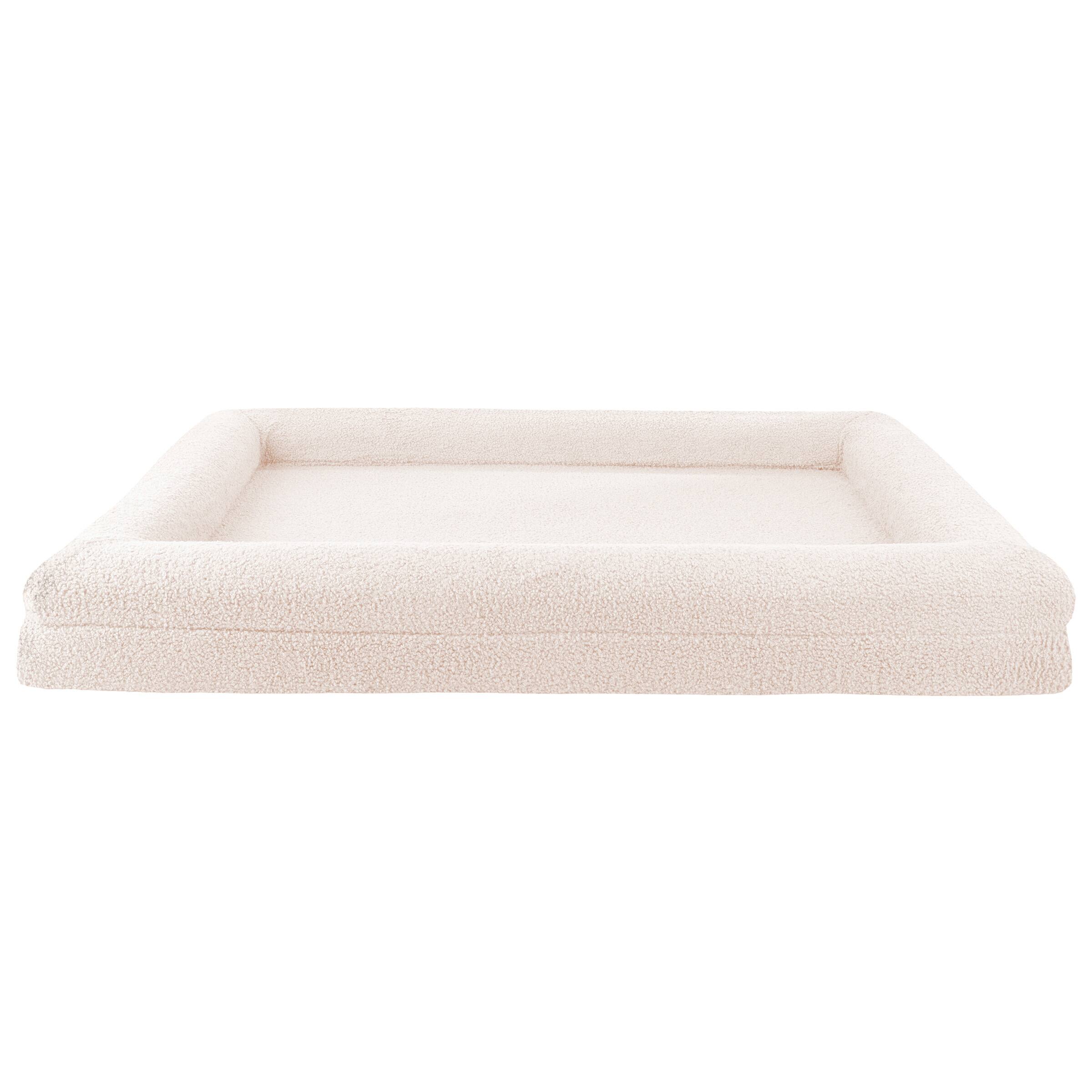 Angle. PetMaker - 45in Large Dog Bed with Bolster - Cream.