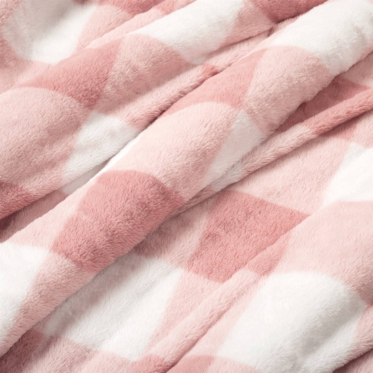 Left. Hivvago - Twin Size Plaid Soft Faux Fur Comforter Set in Pink Blush - Pink Blush.
