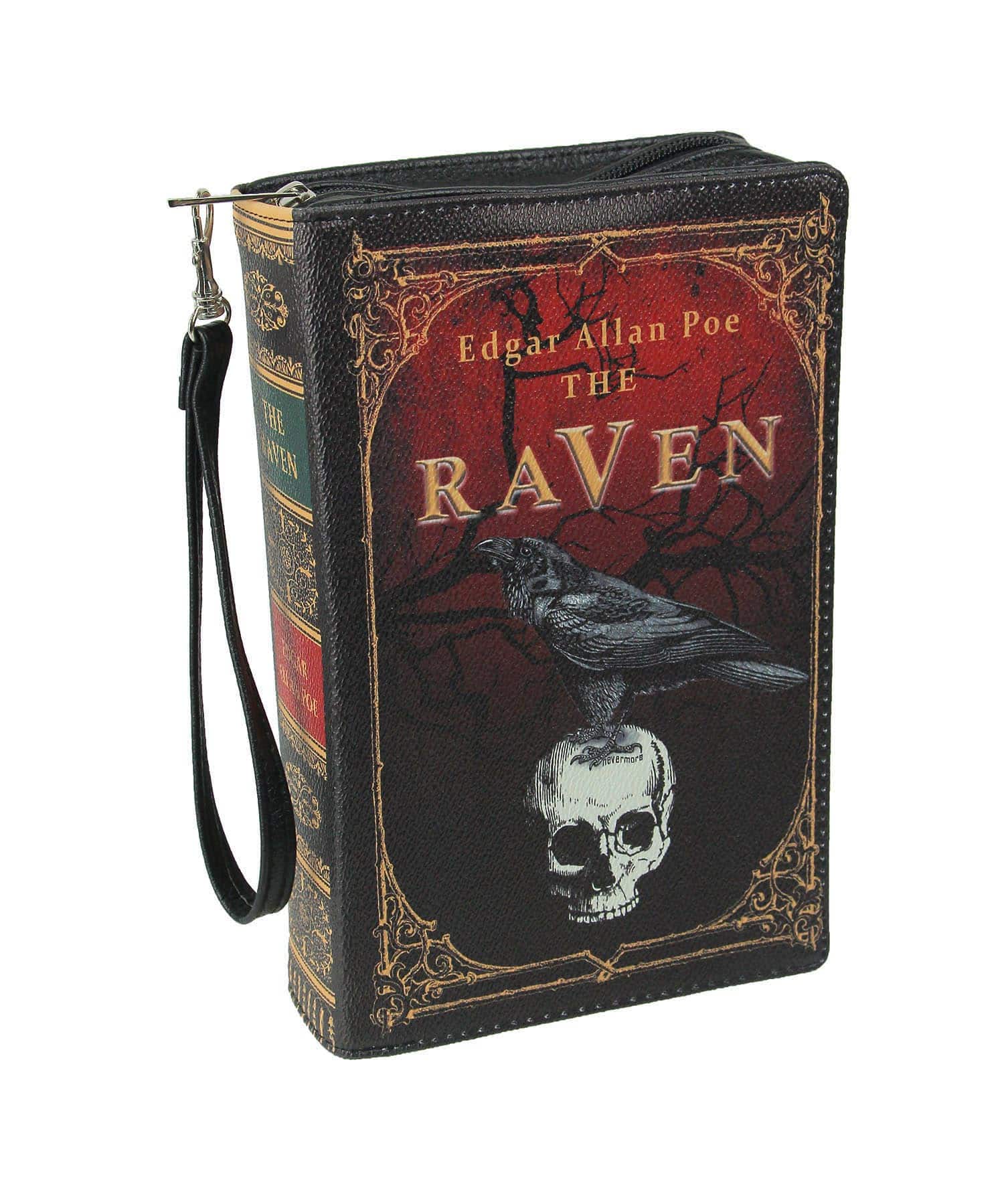 Things2Die4 - Black Vinyl The Raven Book Handbag Novelty Clutch Purse Crossbody Bag Allen Poe - Multicolored
