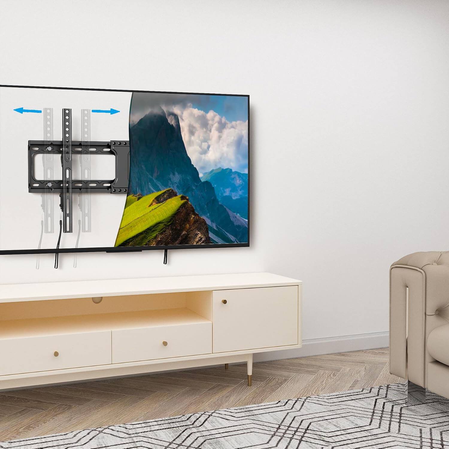 Alt View 1. FINEAK - Fixed Low Profile TV Wall Mount for 37-86 Inch Screens - Black.