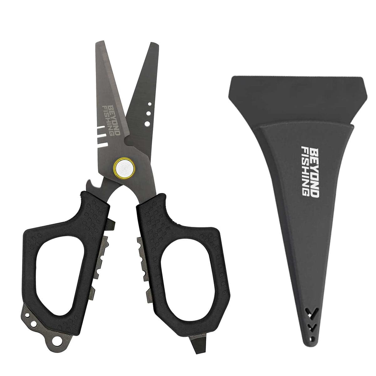 Beyond Braid - Beyond Fishing 6.5" Pro Fishing Shears Dual Serrated Blades - Black