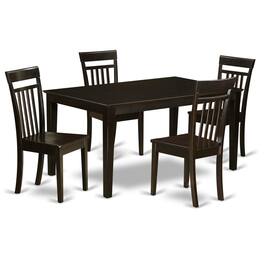 East West Furniture - 5 Pc Kitchen table set for 4 set-Kitchen Table and 4 Kitchen Dining Chairs - Cappuccino