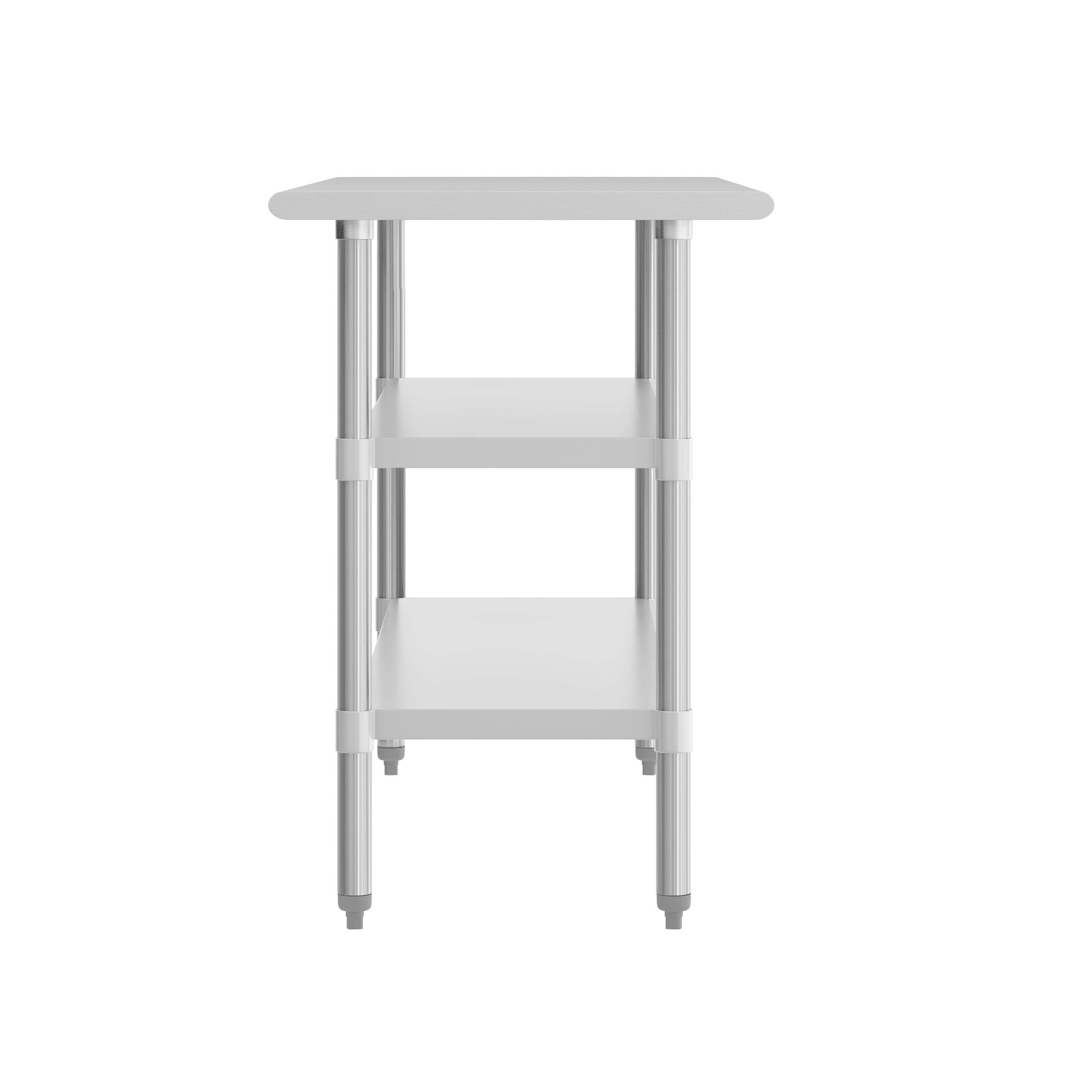 Left. Flash Furniture - Randolph Stainless Steel 18 Gauge Work Table with 2 Undershelves - 60"W x 24"D x 34.5"H, NSF - Gray.