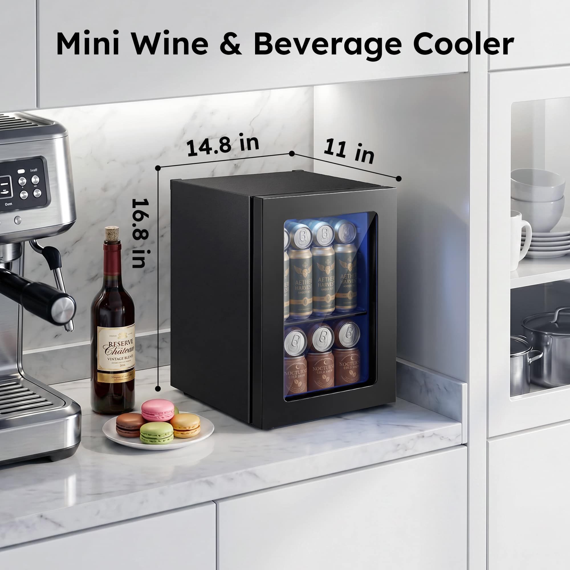 SIMZLIFE 0.6 cu. ft Beverage Cooler, 21 Can mini fridge , digital
