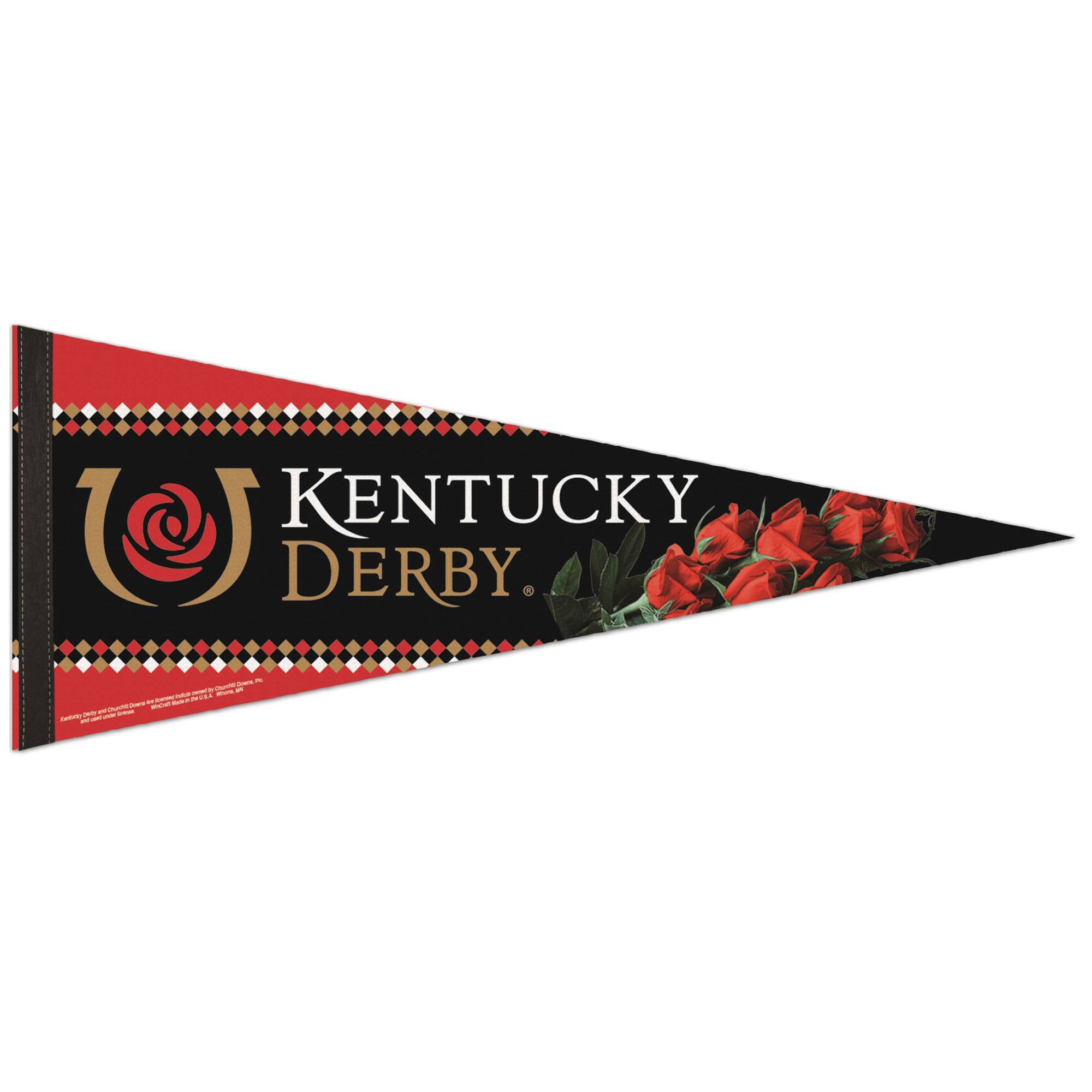 WinCraft - Kentucky Derby 12" x 30" Roses Premium Quality Pennant - Black