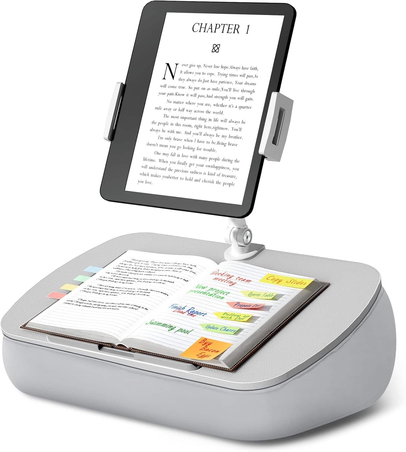 FINEAK - Adjustable Beanbag Tablet Stand & Lap Desk with 360° Rotation - Light Gray