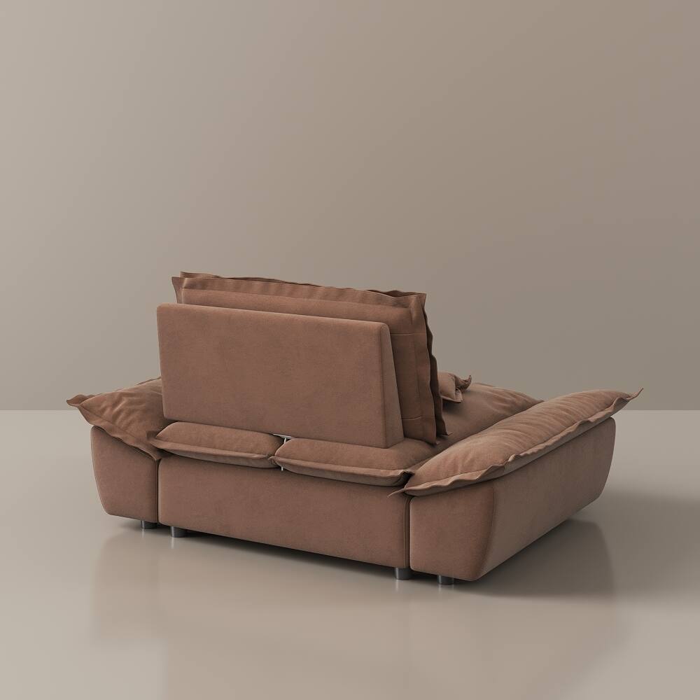 Alt View 9. POVISON - 63.39" Modern Brown Pet-Friendly Single Sofa Chair with Adjustable Backrest - Brown Suede Fabric.