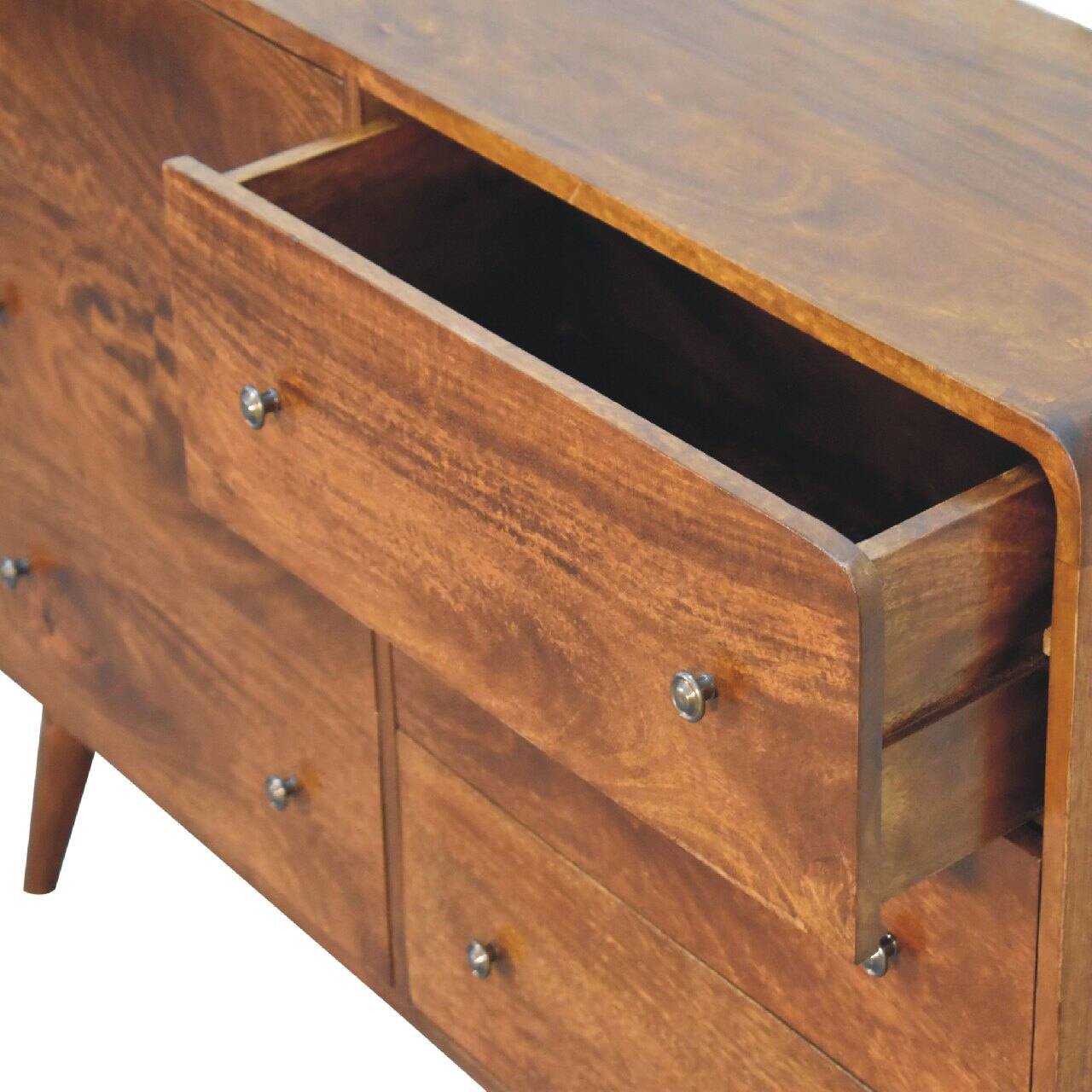 Alt View 2. Artisan Furniture - Artisan Furniture Solid Wood Large Curved Chestnut Chest, 6 Drawers, Brown - Brown.