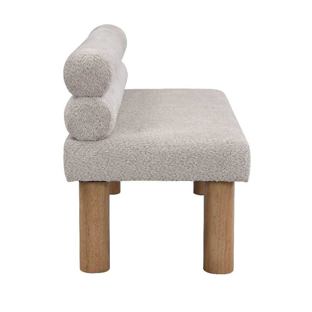 Alt View 2. Ropilly - Ropilly Light Grey Upholstered Dining Bench with Backrest, Space-Saving Entryway and End of Bed Bench, Rubber Wood Legs - Light Grey.