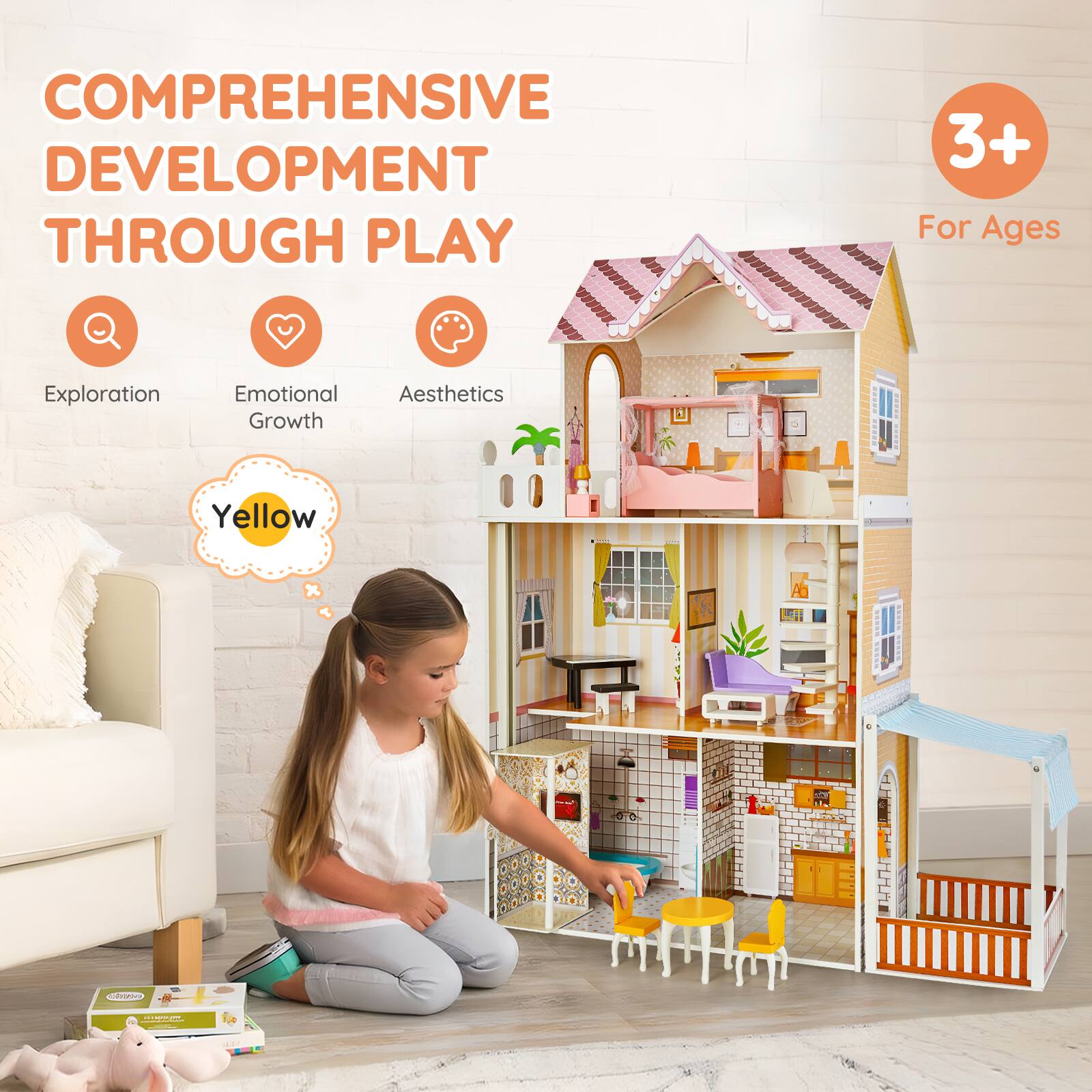 COMPREHENSIVE DEVELOPMENT THROUGH PLAY

For Ages 3+

Exploration
Emotional Growth
Aesthetics

Yellow