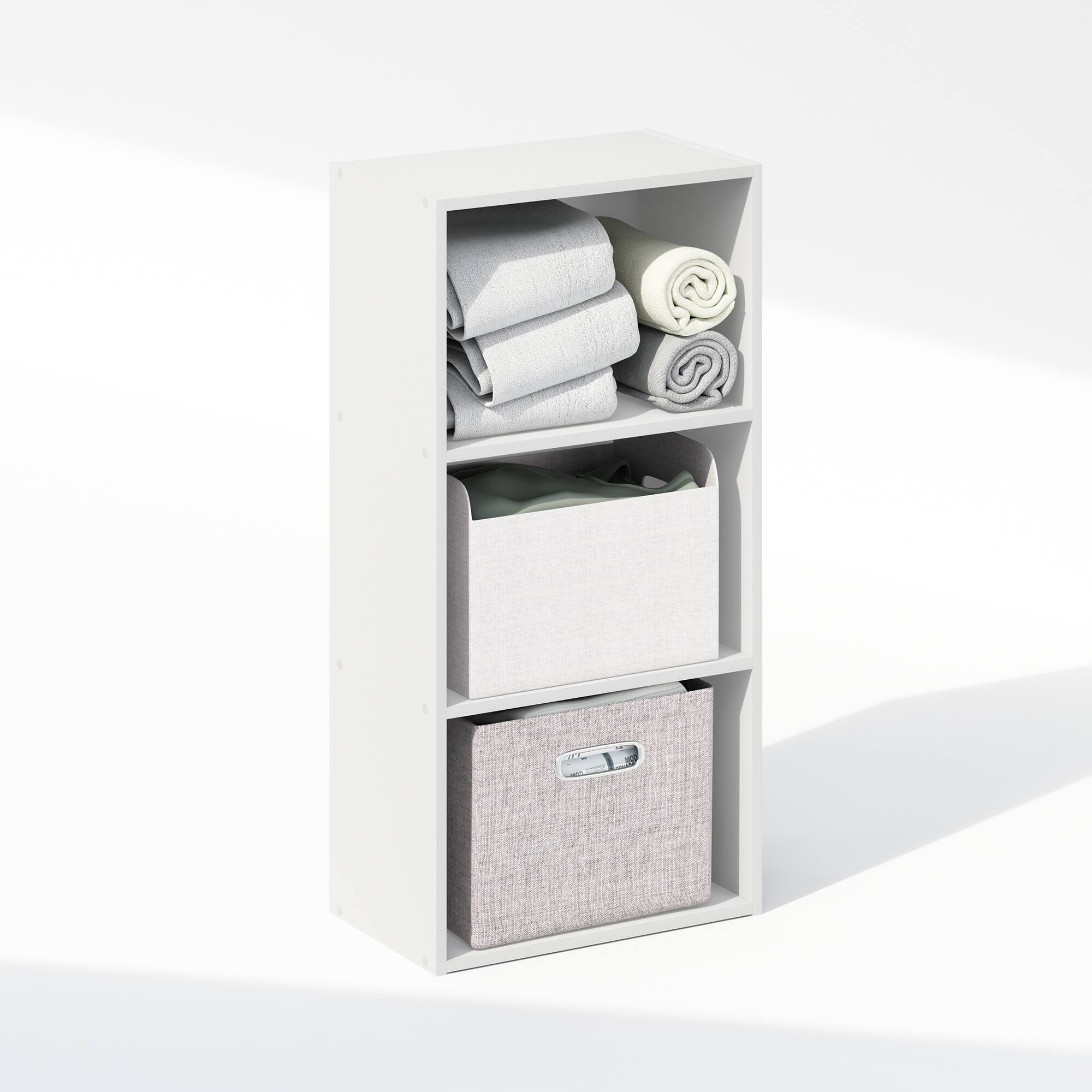 Alt View 3. Furinno - Reed 3-Tier Open Shelf Multipurpose Closet & Clothing Storage, Storage Organizer - White.