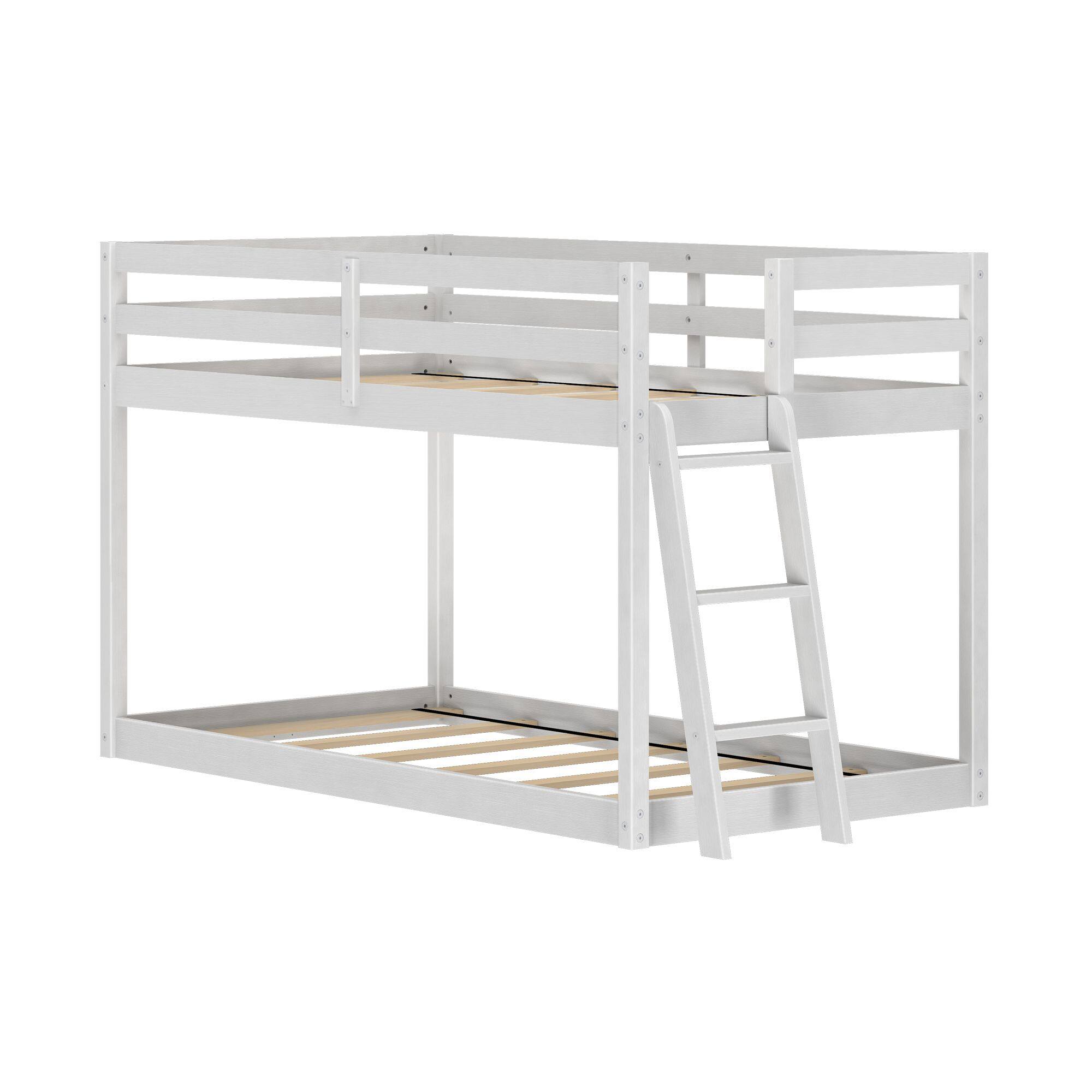 Alt View 2. Grain & Grove - Bear Plywood Twin/Twin Low Bunk, Brushed White - White.