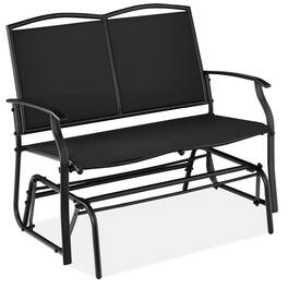 Best Choice Products - 2-Person Outdoor Swing Glider, Steel Patio Loveseat, Bench Rocker w/ Armrests - Black