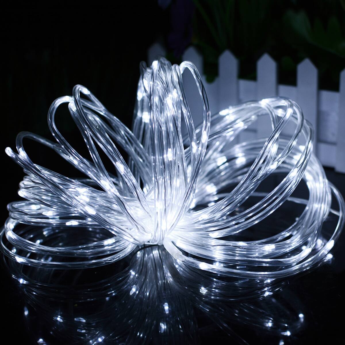 Angle. Oumilen - Solar Rope String Lights 4-Color LED with Remote Control 8 Modes Outdoor Waterproof Tube Lights.