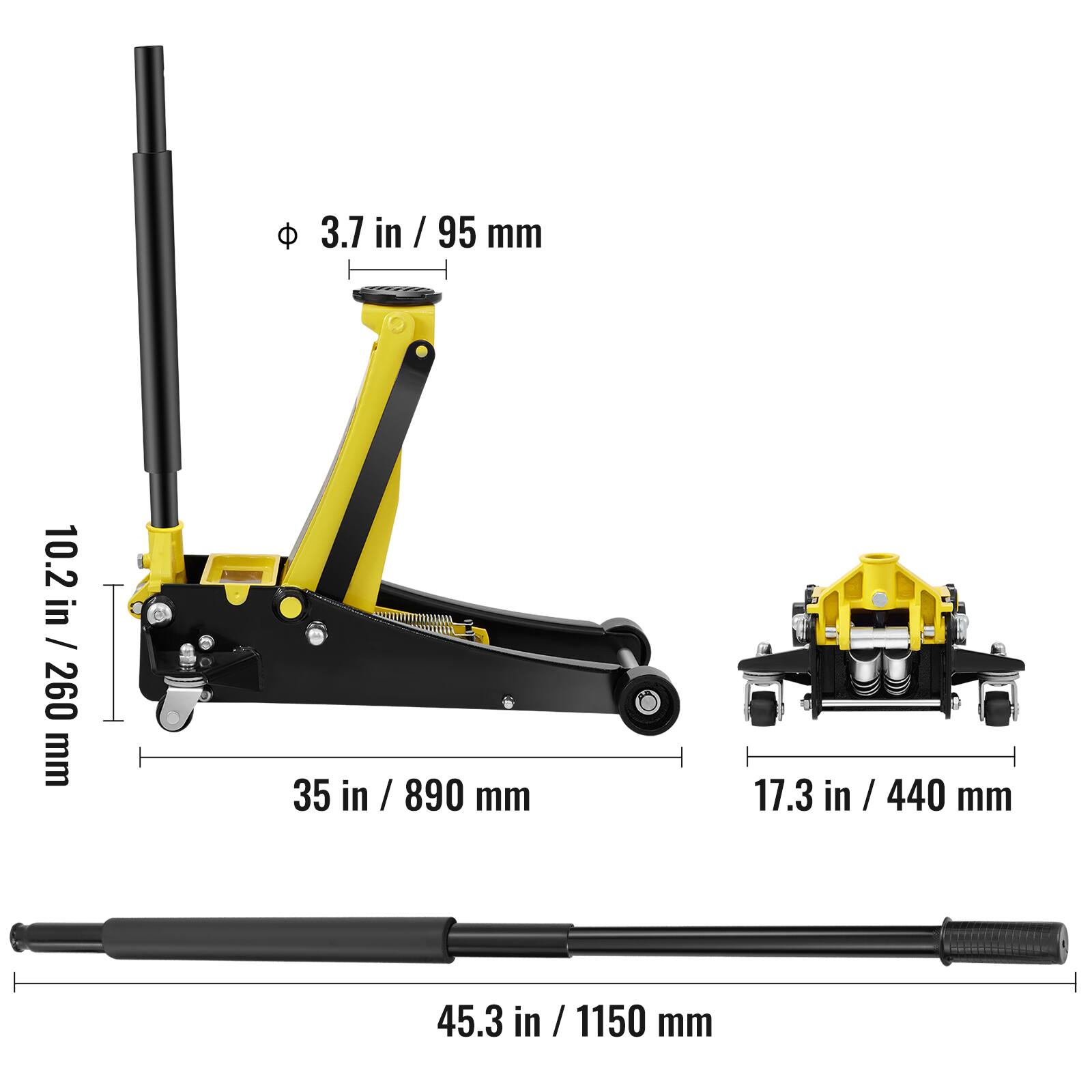 3.7 in / 95 mm  
10.2 in / 260 mm  
35 in / 890 mm  
17.3 in / 440 mm  
45.3 in / 1150 mm