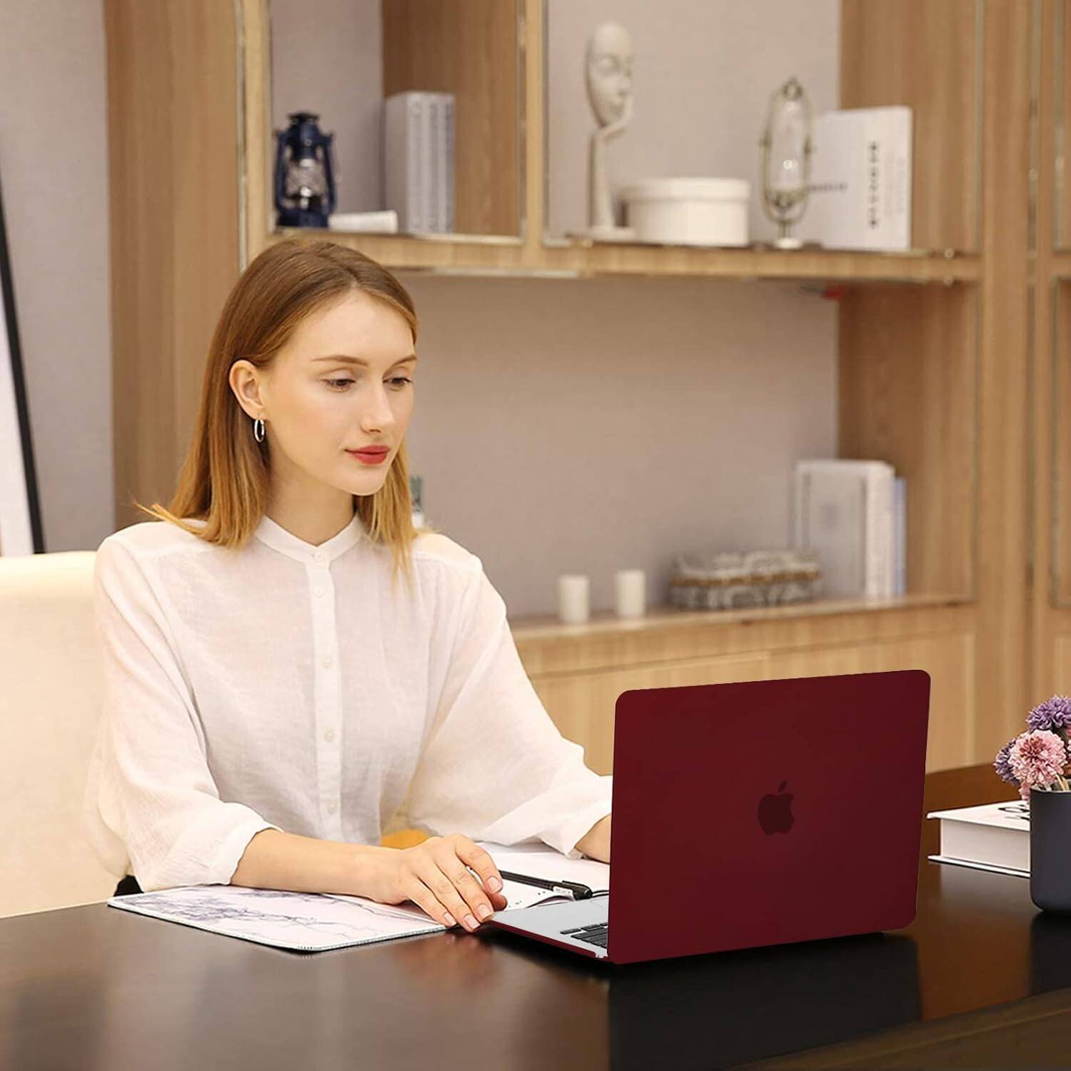 Alt View 2. mosiso - Laptop Case for MacBook Air 13 inch Case M4 A3240 M3 A3113 M2 A2681 2022-2025 - Burgundy.