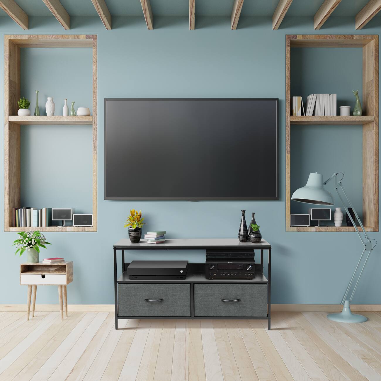 Angle. Sorbus - Sorbus TV Stand with 2 Drawers – Fits Most Flat-Screen TVs – Modern Media Console with Gaming Console Storage -Black - Black.