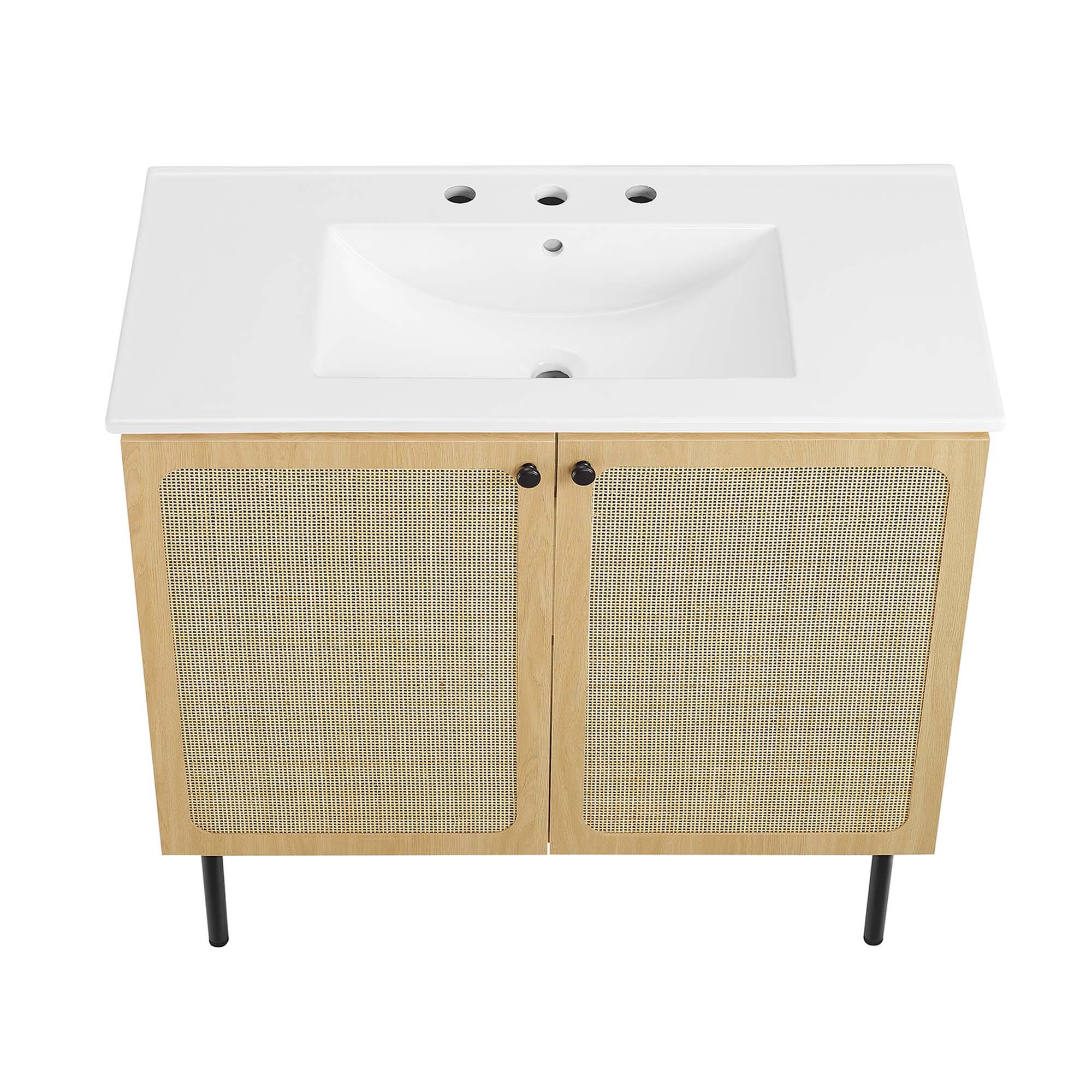 Alt View 7. Modway - Chaucer Bathroom Vanity with White Basin Included by Modway - Oak White.