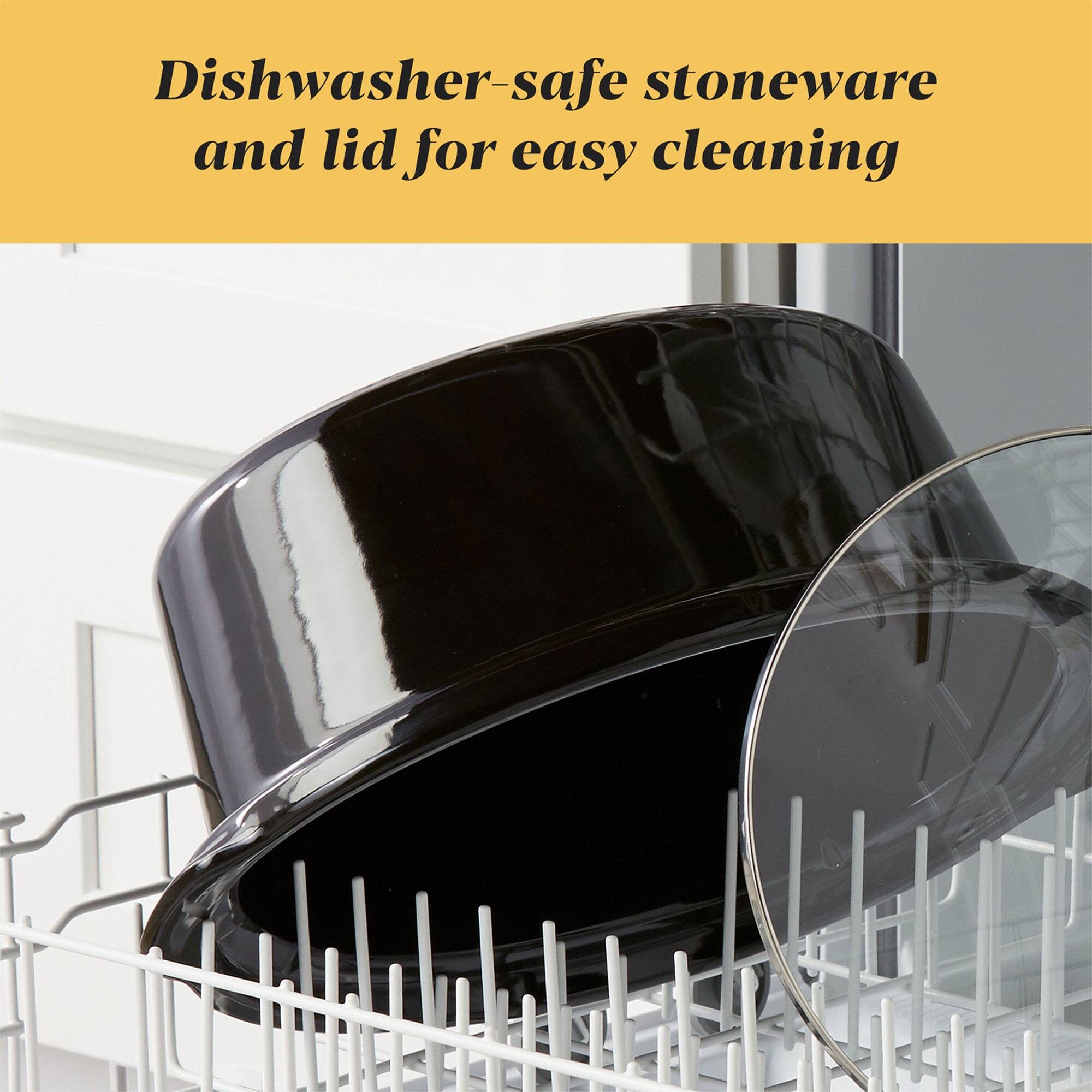 Dishwasher-safe stoneware and lid for easy cleaning