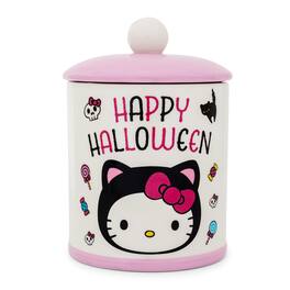 Sanrio Hello Kitty Cat "Happy Halloween" Ceramic Snack Jar | 8 Inches Tall - Black