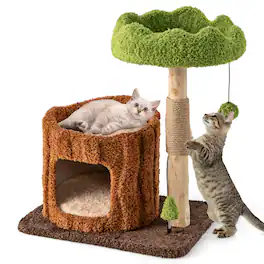 Gymax - Multifunctional Cat Tree w/ Sisal Covered Scratching Posts Top Perch Modern