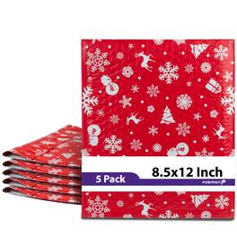 Fosmon - 8.5 x 12 - 5 Pack #2 Christmas Holiday Poly Bubble Mailer Gift Wrap, Padded Shipping Envelopes, 8.5 x 11" Usable Size - Multi
