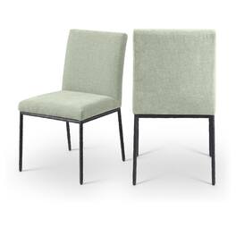Meridian Furniture - Reeves Mint Chenille Fabric Upholstered Dining Side Chair, Set of 2 - Black