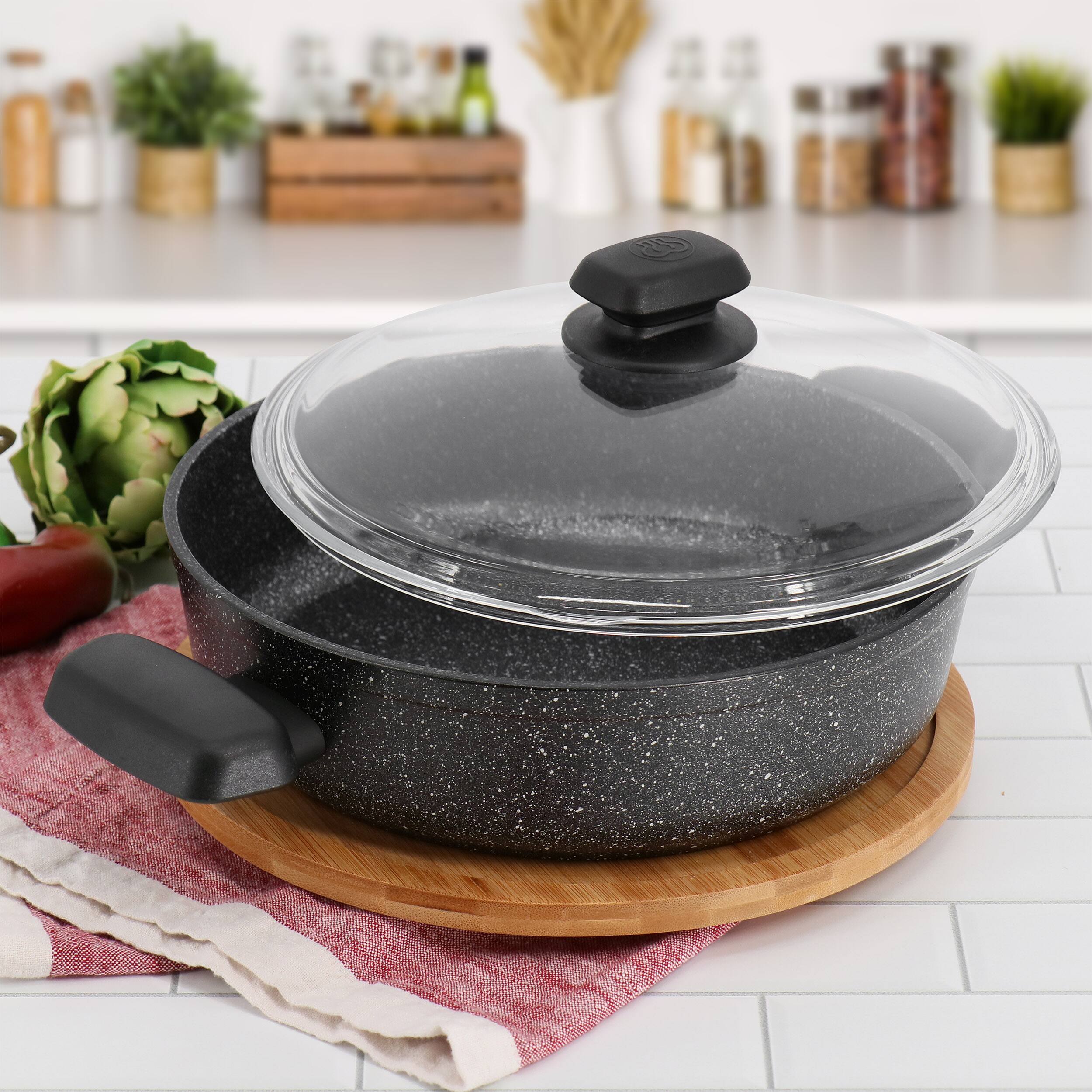 Alt View 4. Korkmaz - Korkmaz Ornella Non Stick 9.5 Inch 2.5 Liter Low Casserole with Lid in Black - Black.