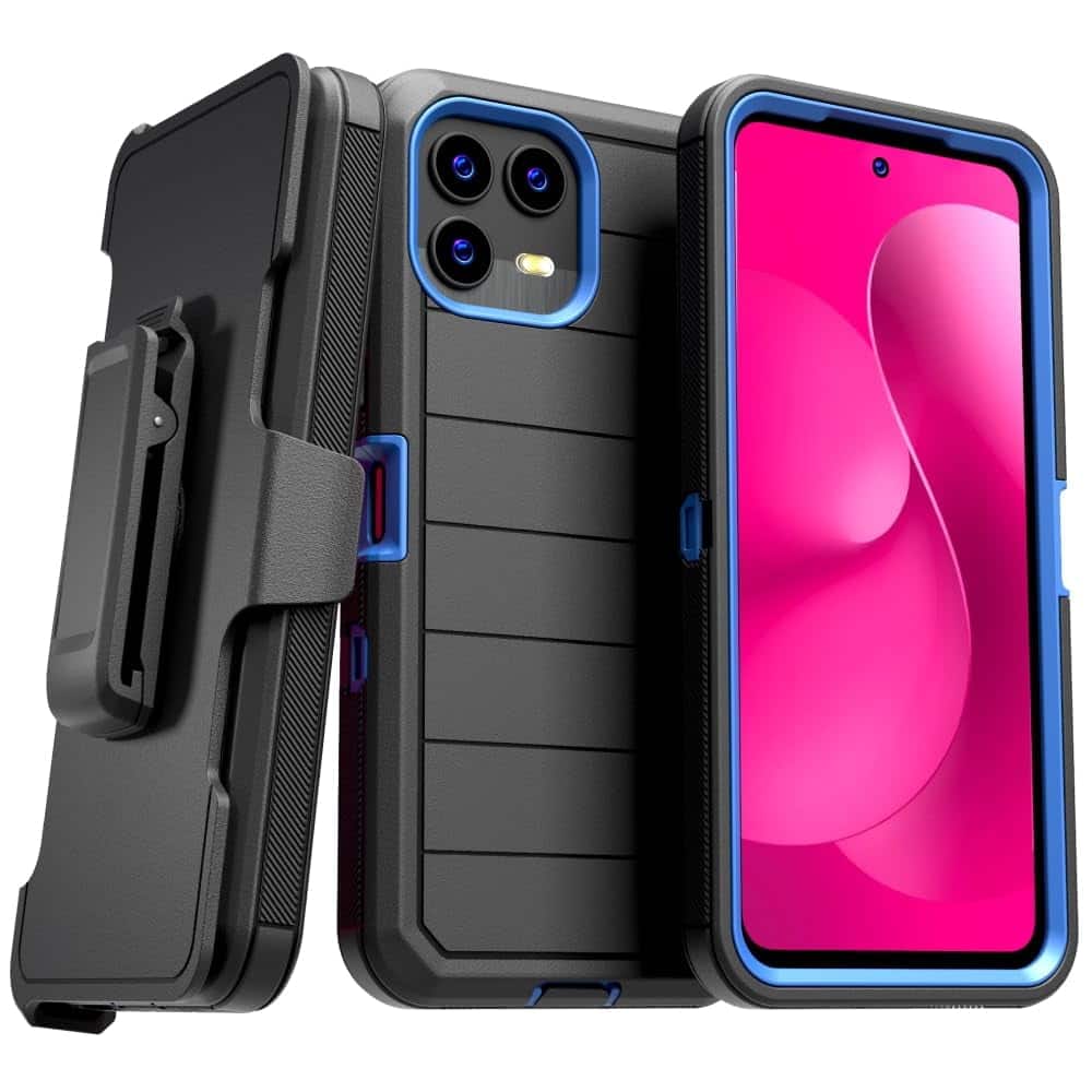 RomeTech - Defender Case for T-Mobile REVVL 8 Pro - Black / Blue - Black & Blue