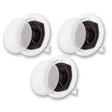 Front. Acoustic Audio by Goldwood - R191 in Ceiling/in Wall 3 Piece Speaker Set 2 Way Home Theater R191-3S - Paintable White.