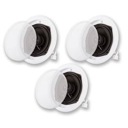 Acoustic Audio by Goldwood - R191 in Ceiling/in Wall 3 Piece Speaker Set 2 Way Home Theater R191-3S - Paintable White
